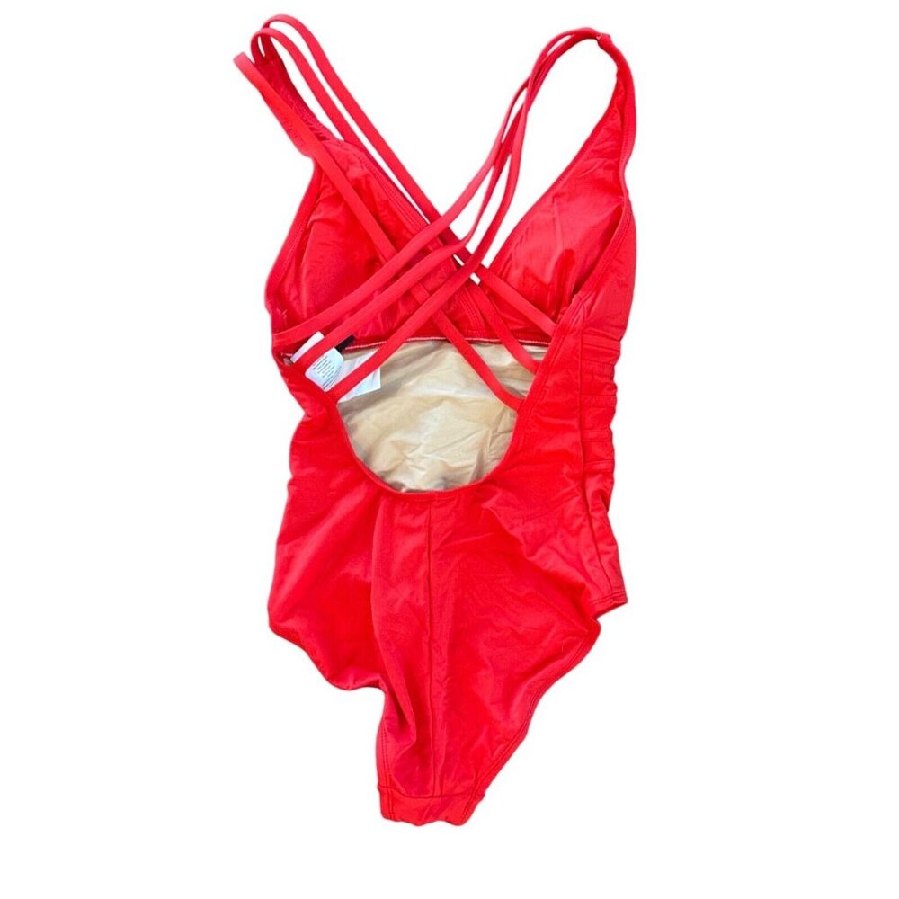 La Blanca Womens Red V-Neck One-Piece Swimsuit US Size 4 - Picture 2 of 6